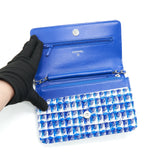 Chanel Tweed Quilted Wallet On Chain WOC blue