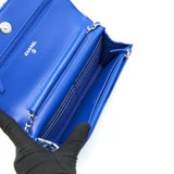 Chanel Tweed Quilted Wallet On Chain WOC blue