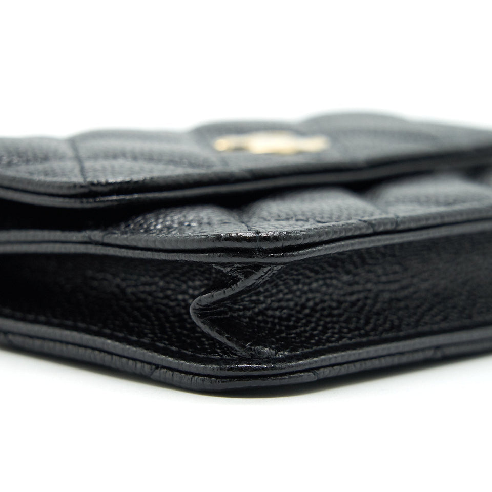 Chanel 21A Flap  Holder With Chain Black