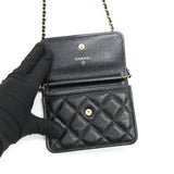 Chanel 21A Flap  Holder With Chain Black