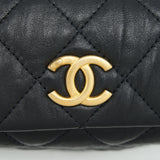 Chanel Small CC Wrapped Strap Bag Lambskin Black In Crumpled