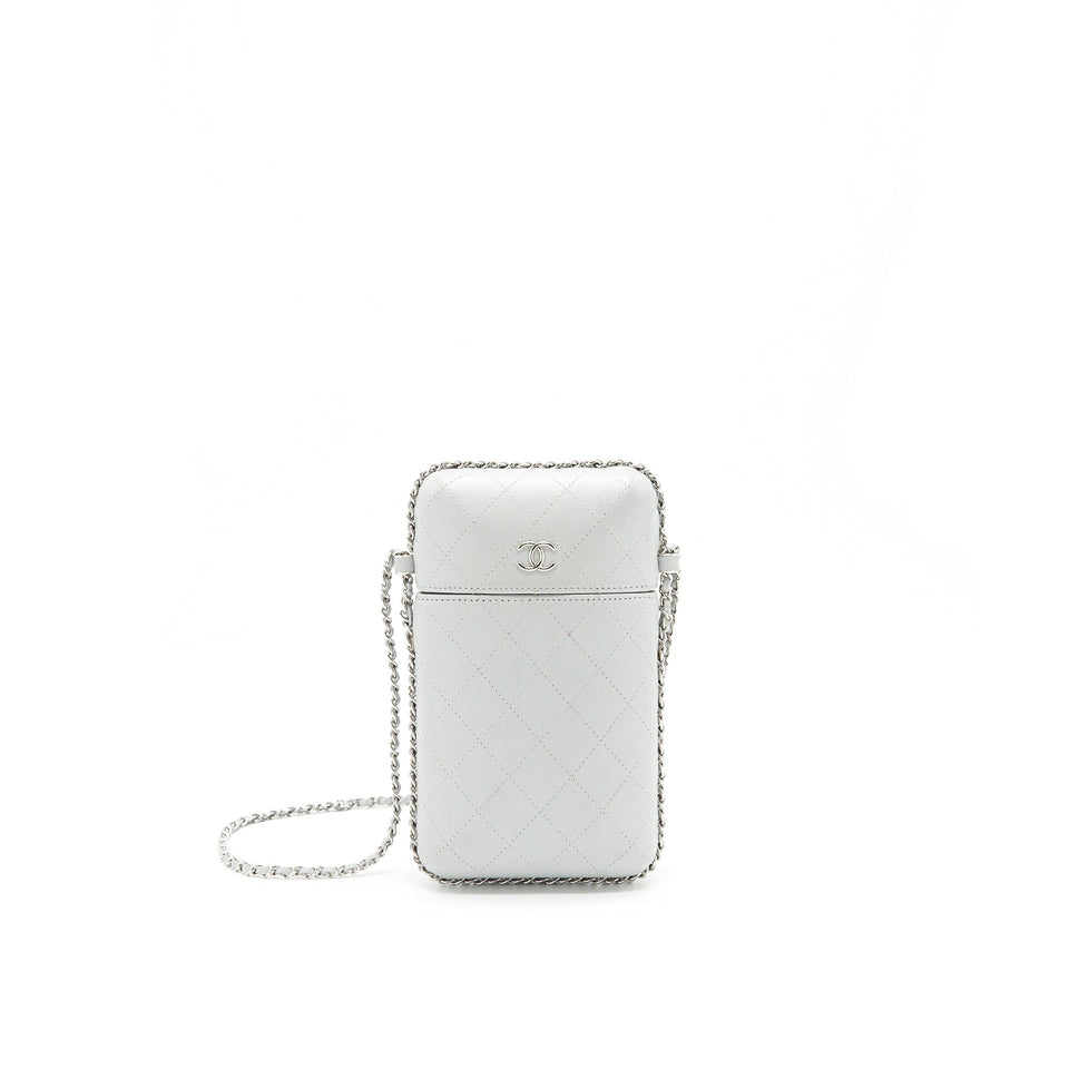 Chanel Grey Vanity case for phone with Chain