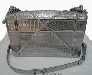 Christian Dior Handbags - Diorama Silver Perforated Leather Bag