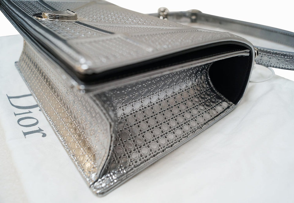 Christian Dior Handbags - Diorama Silver Perforated Leather Bag