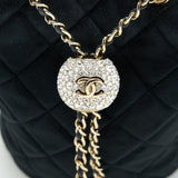 Chanel Pearl Crush On Chain Mini Bucket Velvet Black L