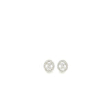 Chanel Round CC Logo Earrings Crystal Silver Tone
