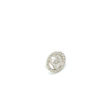 Chanel Round CC Logo Earrings Crystal Silver Tone