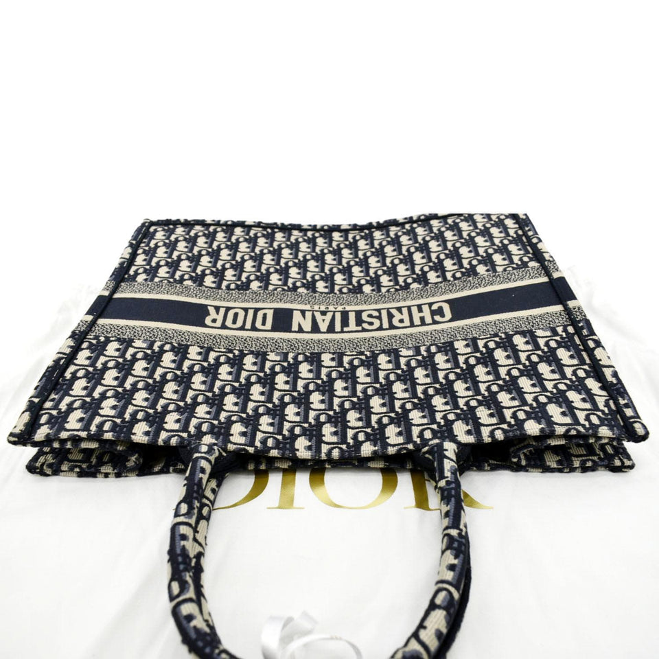 Christian Dior Large Book Oblique Embroidered Canvas Tote Bag Multicolor
