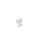 Chanel Bow/CC Logo Earring Crystal Silver Tone