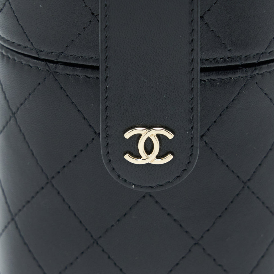 Chanel Vertical Clutch with Chain Lambskin Black L