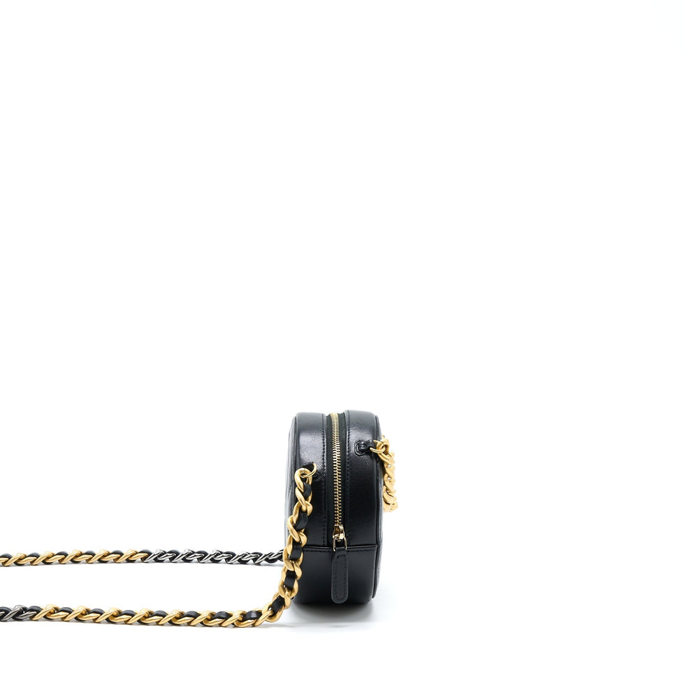 Chanel 19 Round Clutch With Chain Lambskin Gold/Silver Hardware