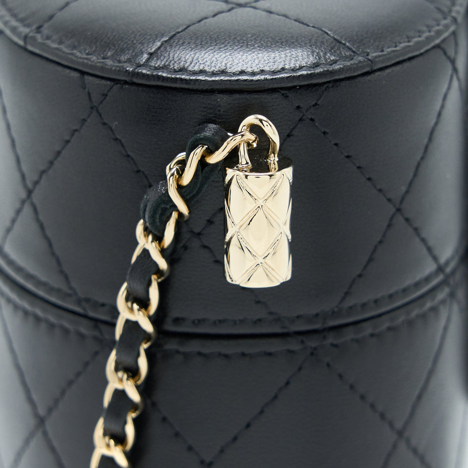 Chanel Vertical Clutch with Chain Lambskin Black L