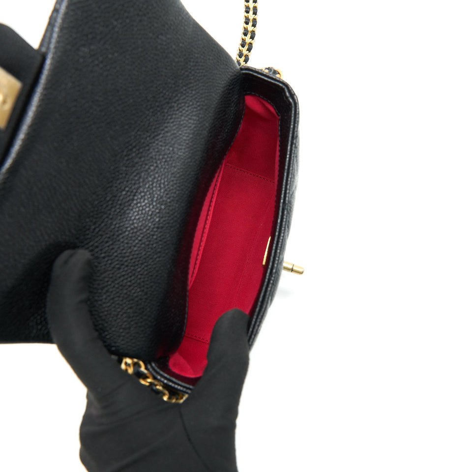Chanel 21A Mini Square Flap Bag Caviar Black