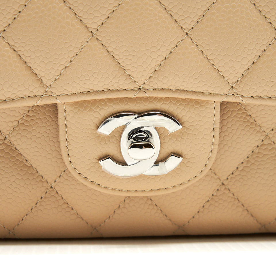 Chanel Medium Classic Double Flap Bag Caviar Beige