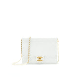 Chanel Quilted Pearl Chain Flap Bag In White