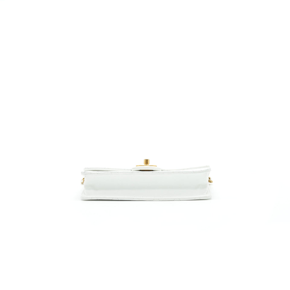 Chanel Quilted Pearl Chain Flap Bag In White
