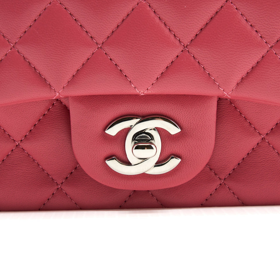 Chanel Mini Square Flap Bag Lambskin Pink