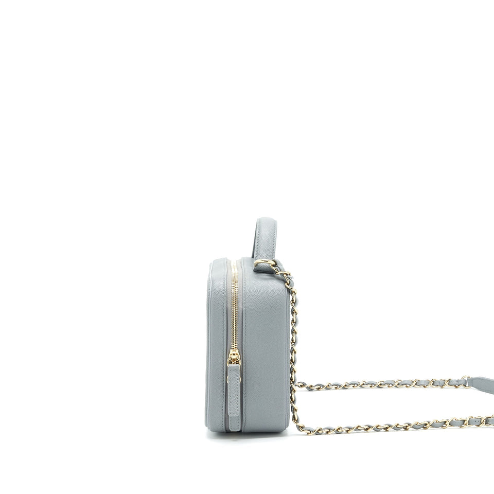 Chanel CC filigree Vanity Case Grey L