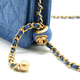 Chanel 22C Pearl Crush Wallet On Chain Denim