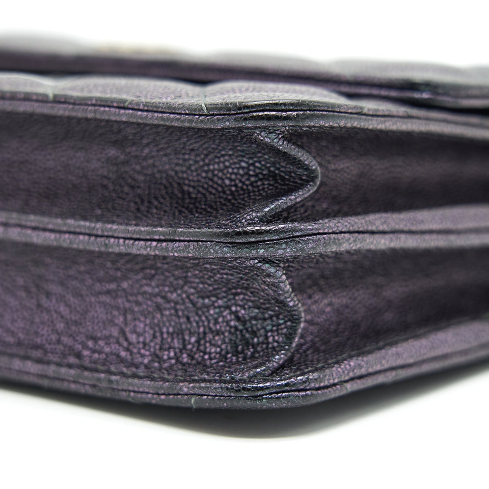 Chanel Classic Square Wallet on Chain Caviar Iridescent Purple L