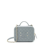 Chanel CC filigree Vanity Case Grey L