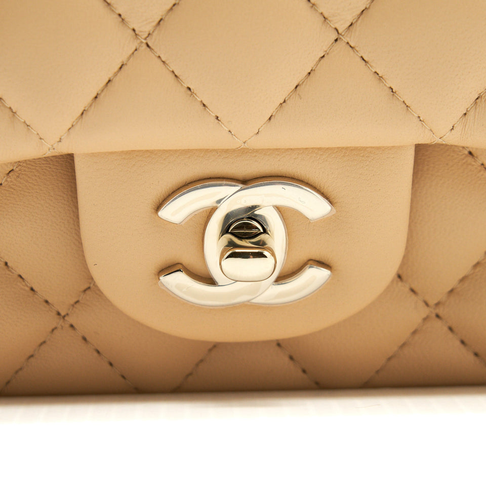 Chanel 22C Mini Rectangular Flap Bag Lambskin Beige L