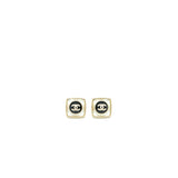 Chanel Square CC Logo Earrings Black/Multicolour Crystal Light Gold Tone