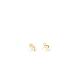 Chanel 22S CC Round Earrings White/ Light Gold Tone