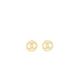 Chanel 22S CC Round Earrings White/ Light Gold Tone