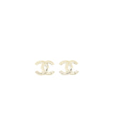 Chanel 22S CC Logo Large Model Earrings Light Gold Tone