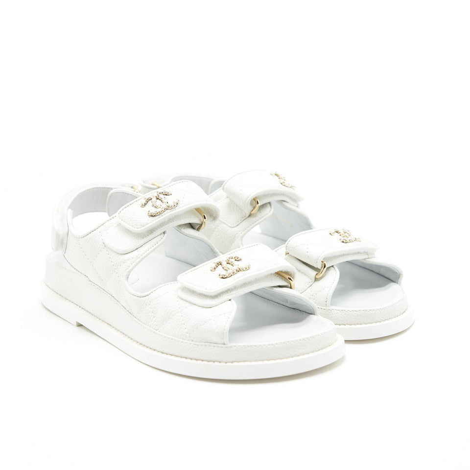 Chanel DAD SANDALS SIZE36 LEATHER SANDAL WHITE
