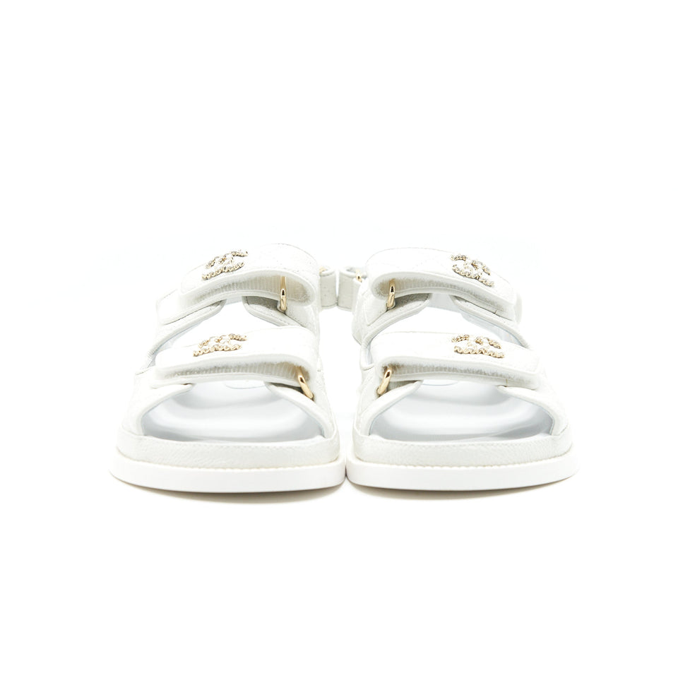 Chanel DAD SANDALS SIZE36 LEATHER SANDAL WHITE