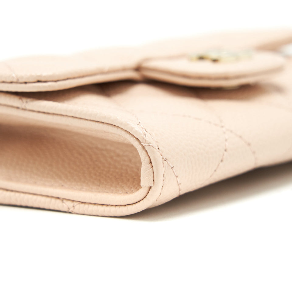 Chanel 22C Flap holder Caviar Light Beige L