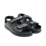 Chanel DAD SANDALS SIZE36.5 LEATHER SANDAL BLACK