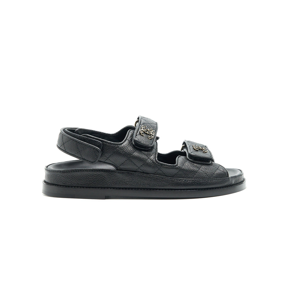 Chanel DAD SANDALS SIZE36.5 LEATHER SANDAL BLACK