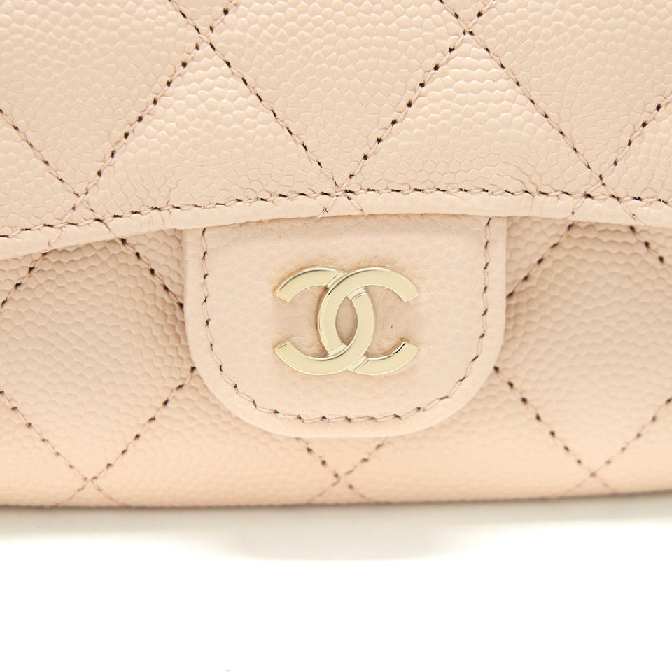 Chanel 22C Flap holder Caviar Light Beige L