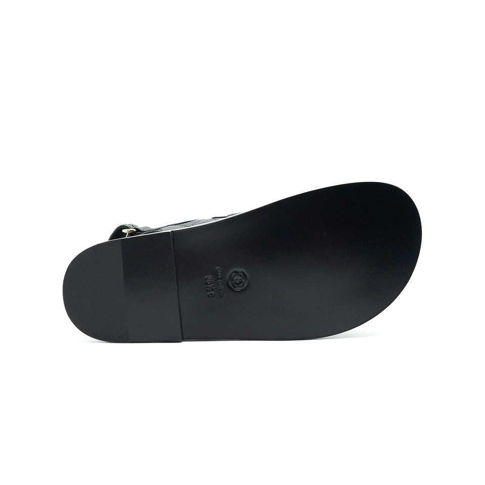Chanel DAD SANDALS SIZE36.5 LEATHER SANDAL BLACK