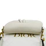 Christian Dior Saddle Grained Calfskin Leather Shoulder Bag Ivory