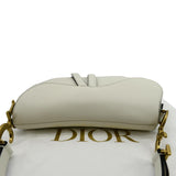 Christian Dior Saddle Grained Calfskin Leather Shoulder Bag Ivory