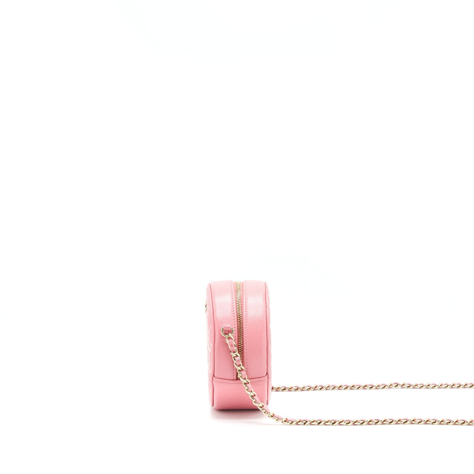Chanel Camellia Round Clutch With Chain Pink L
