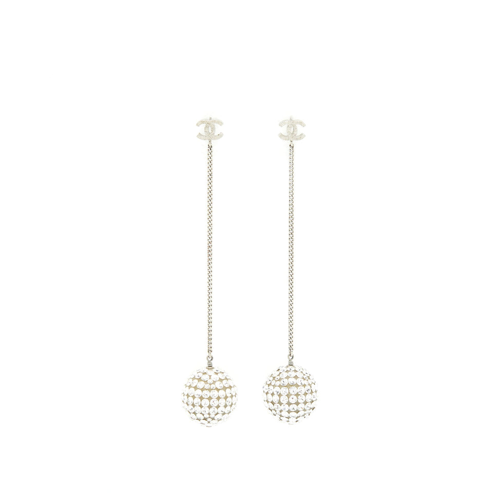 Chanel Drop Ball Crystal Earrings