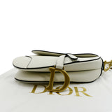 Christian Dior Saddle Grained Calfskin Leather Shoulder Bag Ivory