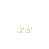 Chanel Giant CC Logo Earring Crystal/Pearl Multicolour Light Gold Tone