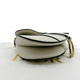 Christian Dior Saddle Grained Calfskin Leather Shoulder Bag Ivory