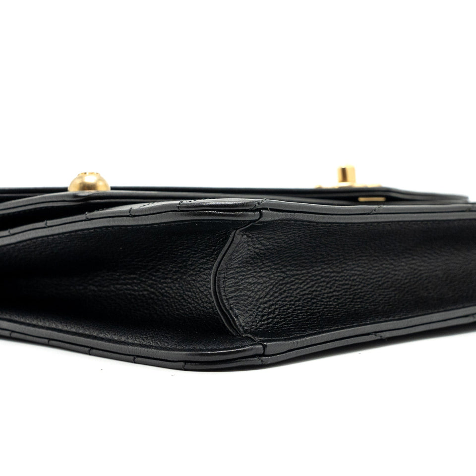 Chanel Voyage Chevron Clutch Calfskin Black