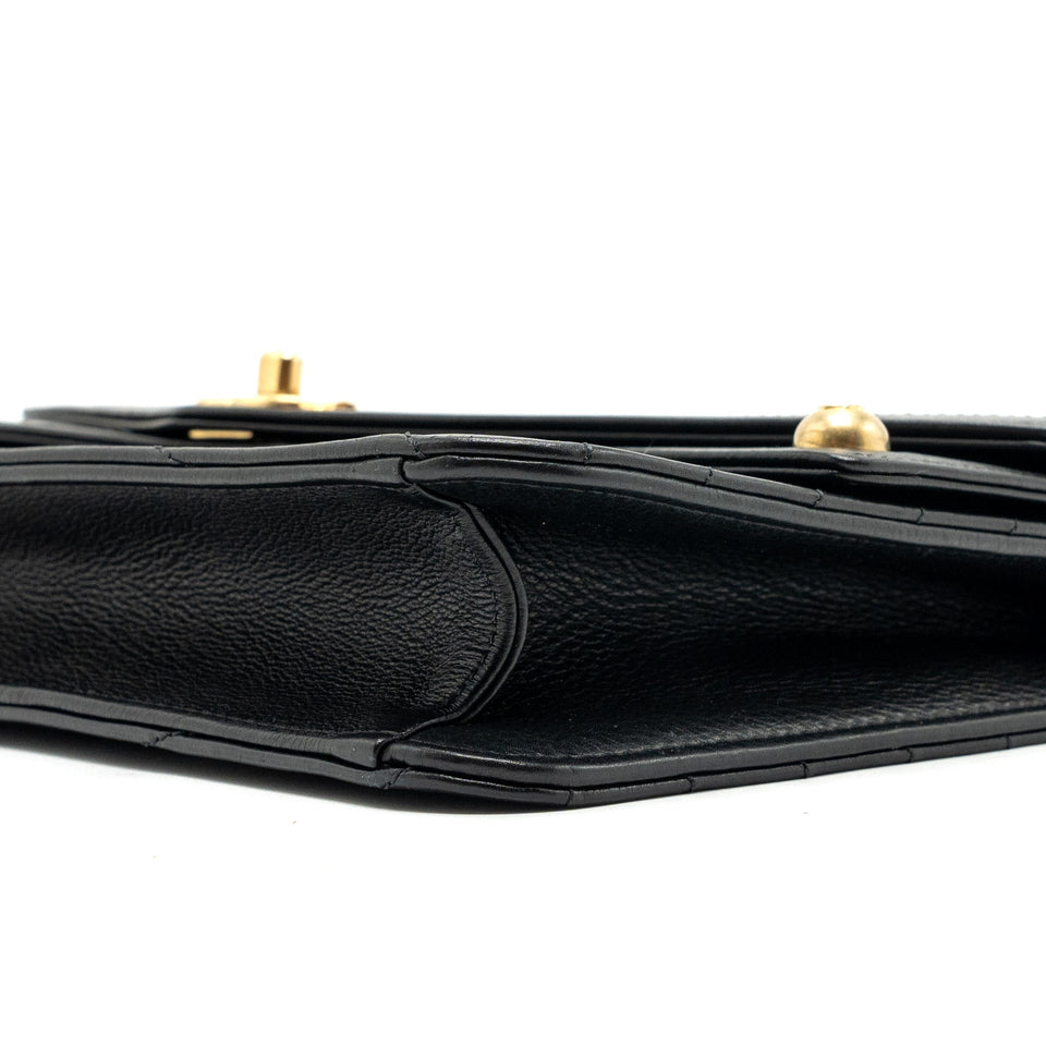 Chanel Voyage Chevron Clutch Calfskin Black