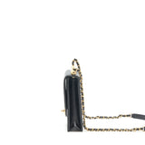 Chanel Limitation Pearl Flap Bag Goatskin Black