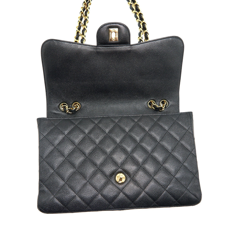 Chanel Vintage Jumbo Single Flap Caviar Black