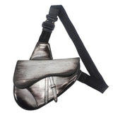 Christian Dior Saddle Leather Crossbody Bag Silver