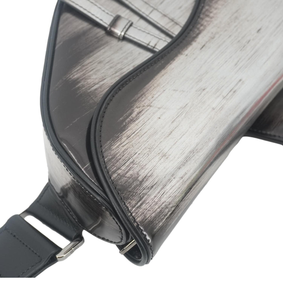 Christian Dior Saddle Leather Crossbody Bag Silver